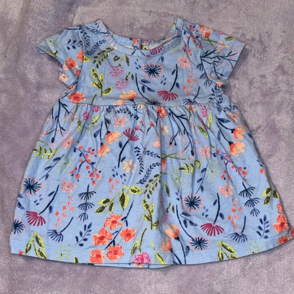 Wonder Nation Baby Girl’s Blue Dress with Spring Floral Pattern Size 3-6 Months - Picture 1 of 4